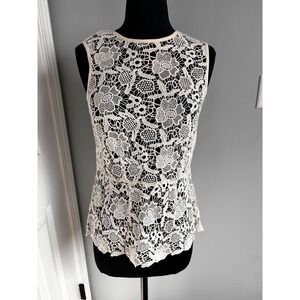 Cabi Lace Crochet Top Sleeveless Peplum Elegant Party Cocktail Blouse Top Sz XS‎